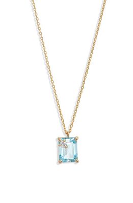 Poppy Finch Emerald-Cut Topaz & Diamond Pendant Necklace in Gold/Blue Topaz/Diamond