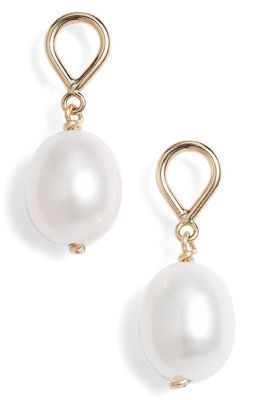 Poppy Finch Hourglass Pearl Oval Dangle Earrings in 14Kyg