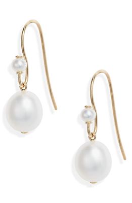 Poppy Finch Oval Cultured Pearl Drop Earrings in 14Kyg