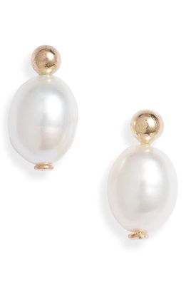 Poppy Finch Oval Cultured Pearl Stud Earrings in 14Kyg