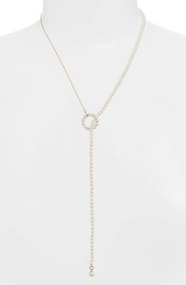 Poppy Finch Pearl Lariat Necklace in Gold/Pearl