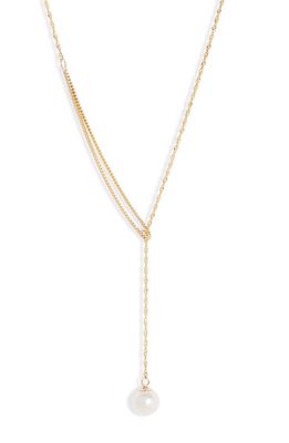 Poppy Finch Shimmer Pearl Pull-Through Necklace in 14Kyg