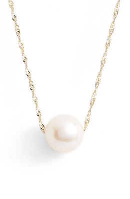 Poppy Finch Solitaire Cultured Pearl Pendant Necklace in 14Kyg
