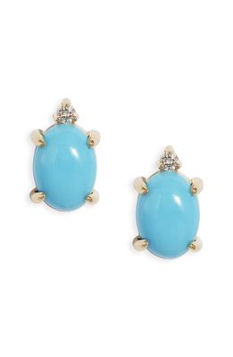 Poppy Finch Turquoise Diamond Stud Earrings in Blue/14K Yellow Gold
