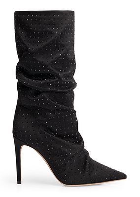 Poppy Scintelle 100MM Crystal-Embellished Satin Boots