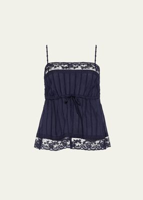 Porcelaine Textured Lace-Trim Camisole