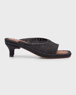Port Raffia Kitten-Heel Slide Sandals