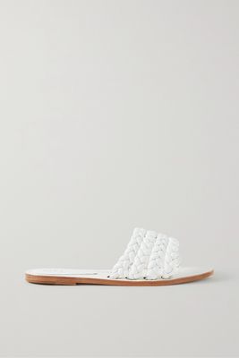 Porte & Paire - Braided Leather Slides - White