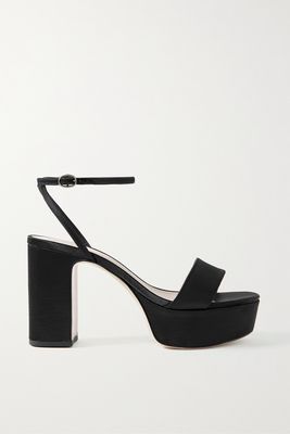 Porte & Paire - Satin Platform Sandals - Black