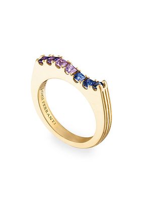 Portofino 18K Yellow Gold & Multicolored Sapphire Wave Ring