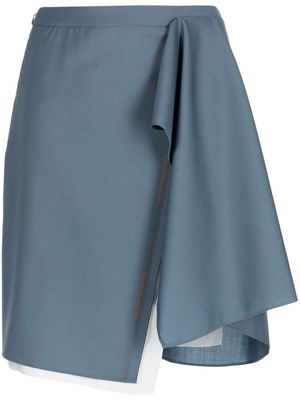 Ports 1961 asymmetric draped wool miniskirt - Blue