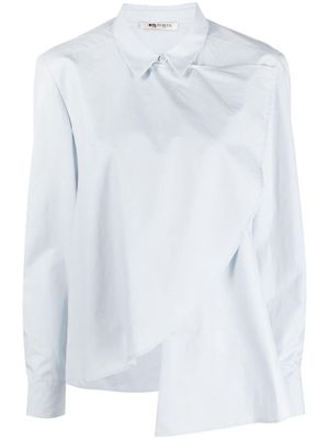 Ports 1961 asymmetric long-sleeve cotton shirt - Blue