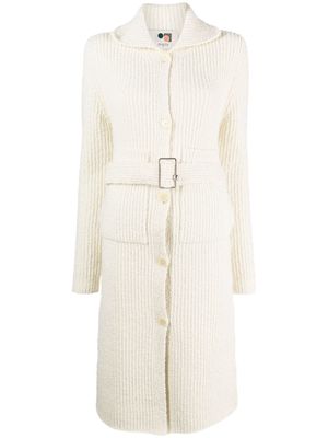 Ports 1961 belted ribbed-knit cardigan - Neutrals