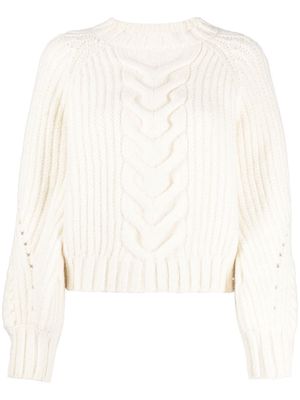 Ports 1961 cable-knit puff-sleeve jumper - Neutrals