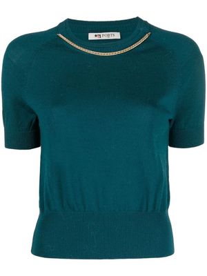 Ports 1961 chain-link detailing knitted top - Green