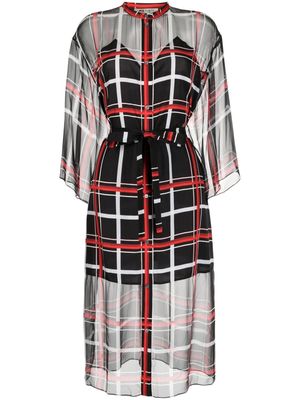 Ports 1961 check-pattern silk midi dress - Black