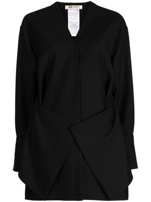 Ports 1961 collarless wrap-design shirt - Black
