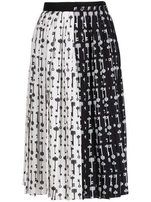 Ports 1961 contrast key-print pleated midi skirt - Black