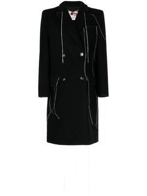 Ports 1961 contrast-stitching felted coat - Black