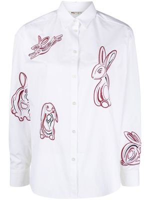 Ports 1961 embroidered long-sleeved shirt - White