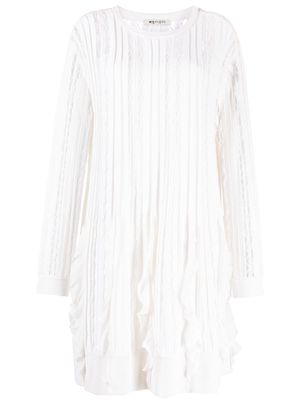 Ports 1961 Flutter knitted long-sleeve dress - White