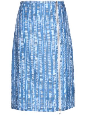 Ports 1961 geometric-print silk midi skirt - Blue