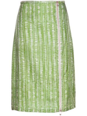 Ports 1961 geometric-print silk skirt - Green