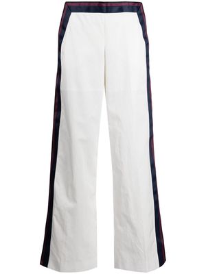 Ports 1961 high-waisted satin-trim trousers - White