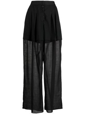 Ports 1961 high-waisted sheer-panels trousers - Black