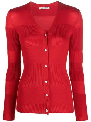 Ports 1961 horizontal-stripe knitted cardigan - Red