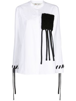 Ports 1961 knitted-panel strap-detail shirt - White