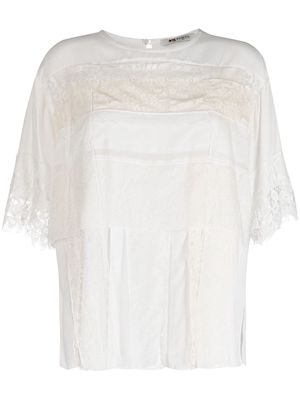 Ports 1961 Lace Window layered short-sleeves top - White