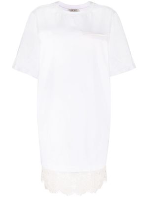 Ports 1961 Romantic lace-embellished T-shirt dress - White