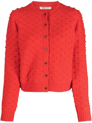 Ports 1961 round-neck felted cardigan - Red