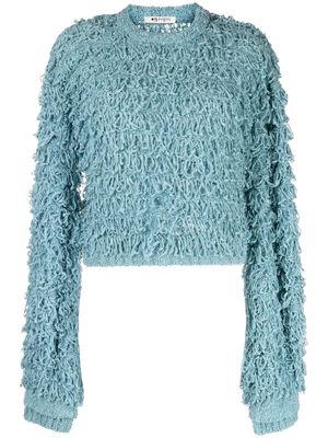 Ports 1961 shaggy fringe-detail knitted top - Blue