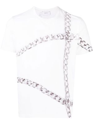 Ports V chain-link print T-shirt - White