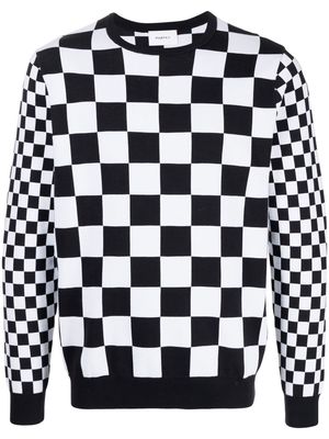 Ports V checkerboard-print knit jumper - Black