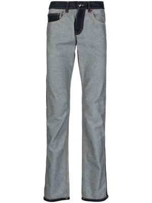 Ports V contrasting-panel detail trousers - Blue