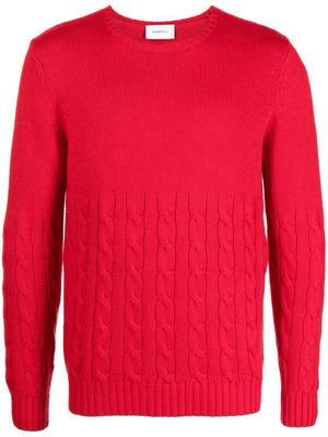 Ports V crew-neck cable-knit jumper - Red