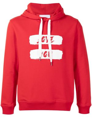 Ports V logo-print drawstring hoodie - Red
