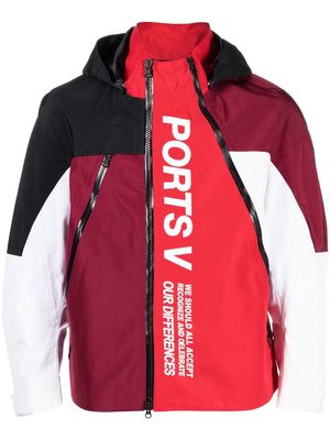 Ports V logo-print hooded jacket - Black