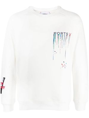 Ports V logo-print paint-splatter sweatshirt - White