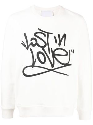 Ports V slogan-print long-sleeve sweatshirt - White