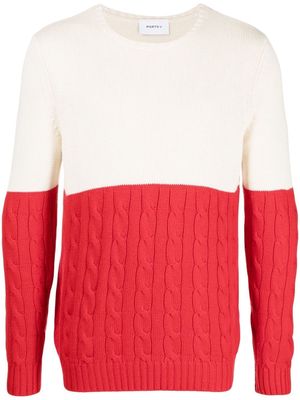 Ports V two-tone knit jumper - White