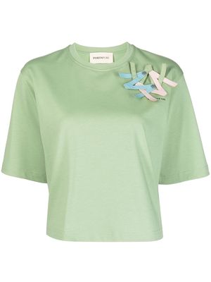 PortsPURE letter-appliqué crew-neck T-shirt - Green