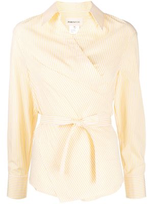 PortsPURE striped wrap style blouse - Yellow