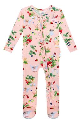 Posh Peanut Annabelle Floral Fitted Footie Pajamas in Light/Pastel Pink