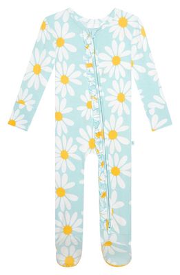Posh Peanut Carolyn Floral Fitted Footie Pajamas in Light/Pastel Green