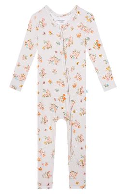 Posh Peanut Clemence Floral Fitted Convertible Footie Pajamas in Ivory/Flowers