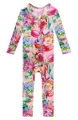 Posh Peanut Elizabeth Fitted Convertible Footie Pajamas in Bright Pink